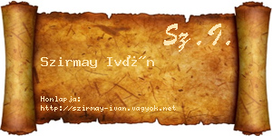 Szirmay Iván névjegykártya